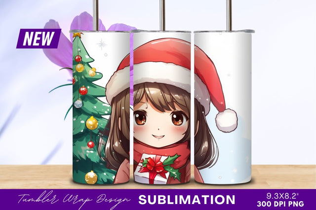 Anime Girl Christmas Present Tumbler Png Sublimation Regulrcrative 