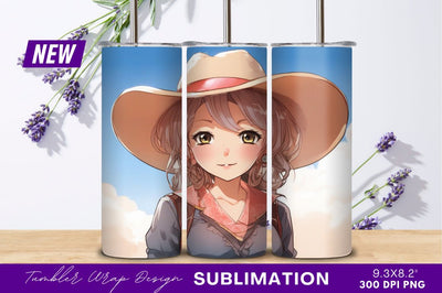 Anime girl in cowboy hat illustration Sublimation Regulrcrative 
