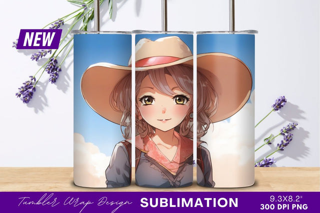 Anime girl in cowboy hat illustration Sublimation Regulrcrative 