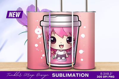 Anime girl inside a pink tumbler png Sublimation Regulrcrative 