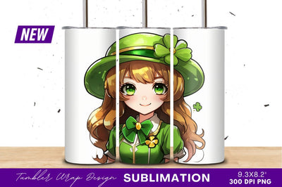 Anime girl st patricks day green outfit Sublimation Regulrcrative 
