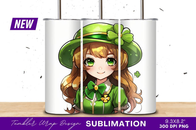 Anime girl st patricks day green outfit Sublimation Regulrcrative 