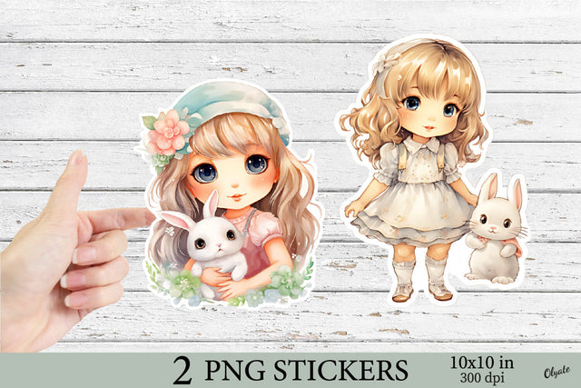 Anime Girl Stickers PNG. Digital Printable Stickers Sublimation Olga Terlyanskaya 