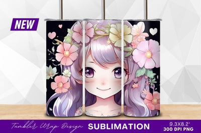 Anime girl with flower crown clipart png Sublimation Regulrcrative 