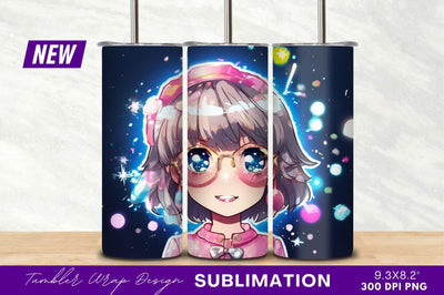 Anime Girl With Glasses In Space Digital Art Sublimation Regulrcrative 
