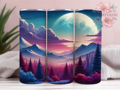 Anime Mountain Sunset 20oz Tumbler, Anime Cup Wrap, Pacific Northwest Design, Sublimation Tumbler Wrap, 20Oz Tumbler Design, Cartoon Vector Cup, Artistic Sunset Butterfly Wrap Sublimation Li Zamperini 
