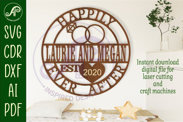 Anniversary name sign Happily ever after svg laser SVG APInspireddesigns 