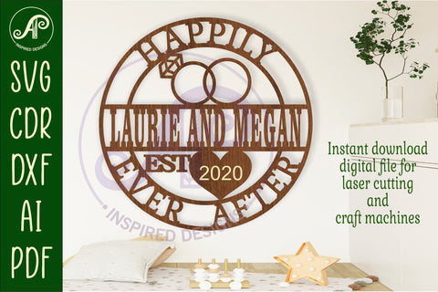 Anniversary name sign Happily ever after svg laser SVG APInspireddesigns 