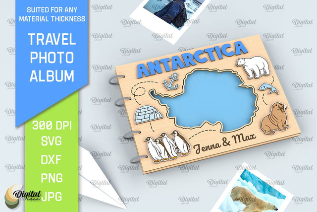 Antarctica Travel Photo Album Laser Cut. Memory Book SVG SVG Evgenyia Guschina 