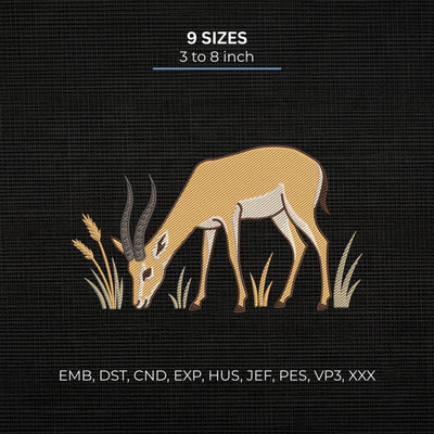Antelope Embroidery Design – Grazing Gazelle Wildlife Safari Machine Embroidery File Embroidery/Applique DESIGNS PatternFeed8 