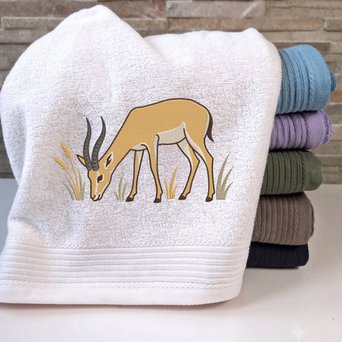 Antelope Embroidery Design – Grazing Gazelle Wildlife Safari Machine Embroidery File Embroidery/Applique DESIGNS PatternFeed8 