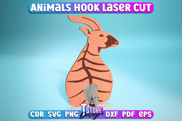 Antelope Hook Laser Cut | Home Design | Wooden Animals Hook | CNC File SVG The T Store Design 