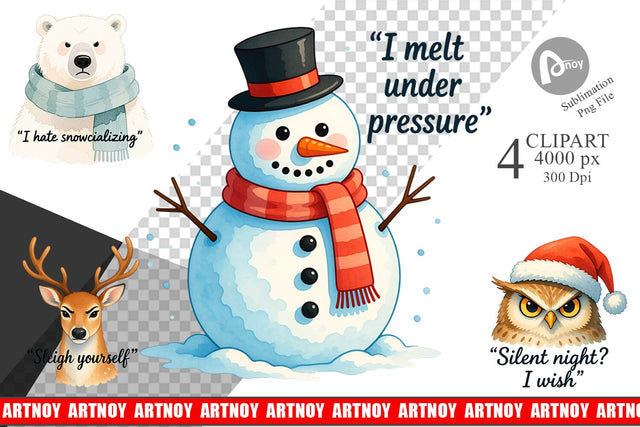 Anti Christmas Grumpy Clipart Sublimation artnoy 