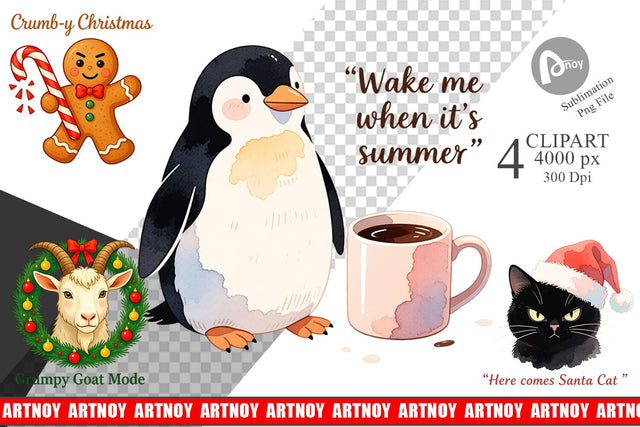 Anti Christmas Grumpy Clipart Sublimation artnoy 