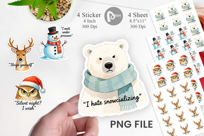 Anti Christmas Grumpy Sticker Sublimation artnoy 