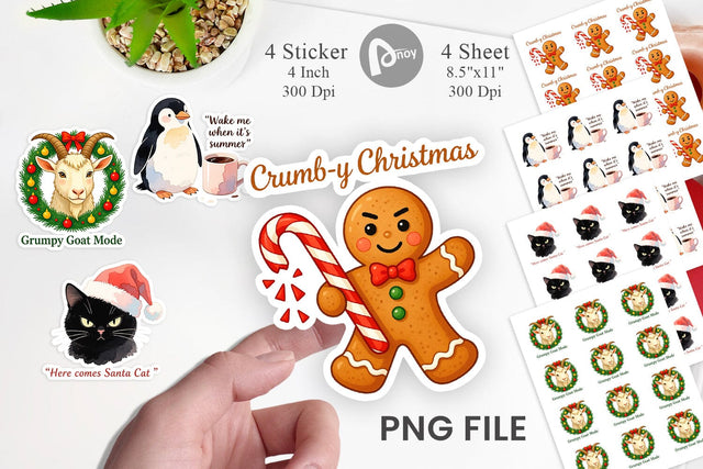 Anti Christmas Grumpy Sticker Sublimation artnoy 