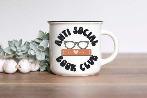 Anti Social Book Club SVG File For Cricut, Funny Book Lover PNG for Tshirts, Sublimation, Stickers, Bookmarks, Cute Bookish Book Nook Decor SVG Designing Digitals 