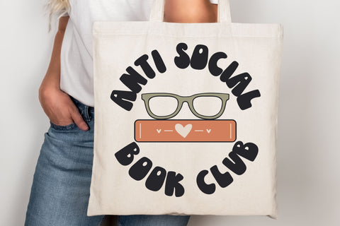 Anti Social Book Club SVG File For Cricut, Funny Book Lover PNG for Tshirts, Sublimation, Stickers, Bookmarks, Cute Bookish Book Nook Decor SVG Designing Digitals 