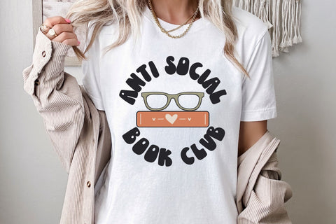 Anti Social Book Club SVG File For Cricut, Funny Book Lover PNG for Tshirts, Sublimation, Stickers, Bookmarks, Cute Bookish Book Nook Decor SVG Designing Digitals 