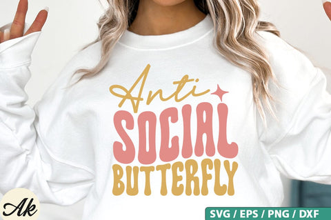 Anti social butter fly Retro SVG Design SVG akazaddesign 