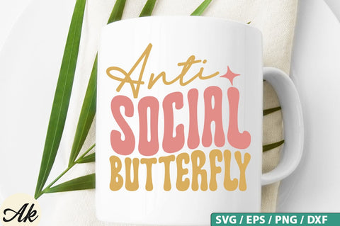 Anti social butter fly Retro SVG Design SVG akazaddesign 