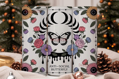 Anti-Social Butterfly 20oz Tumbler Wrap Sublimation DesignSVG 