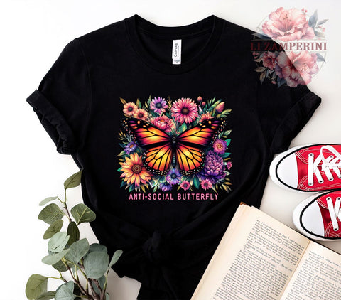 Anti-Social Butterfly, Butterfly PNG, Digital Download, Sublimation Art, Introvert Graphic, Quirky Design, Nature Lover, Cute Butterfly Sublimation Li Zamperini 