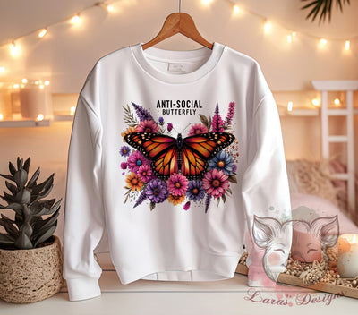 Anti-Social Butterfly, Butterfly PNG, Sublimation Design, Introvert Art, Digital Download, Cute Butterfly, Nature Lover, Butterfly Graphics Sublimation Lara' s Designs 