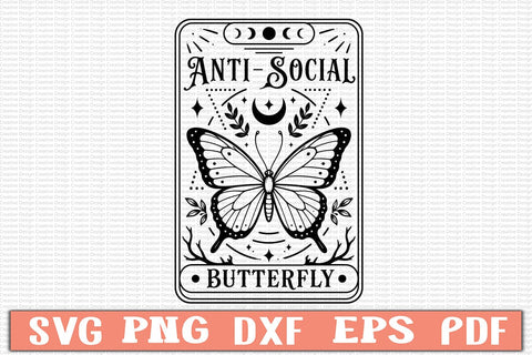 Anti Social Butterfly SVG Design SVG Craftlabsvg24 