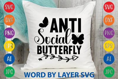 Anti Social Butterfly svg design SVG Rafiqul20606 
