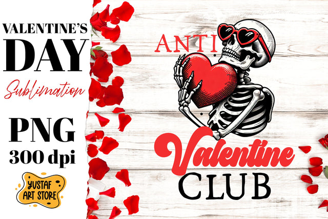 Anti Valentine sublimation.Skeleton with heart Sublimation Yustaf Art Store 