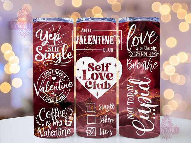 Anti Valentines Day 20oz Tumbler Wrap Sublimation Design, Straight Tapered Tumbler Wrap, Funny Valentines Tumbler Png, Instant Digital Download Sublimation SvggirlplusArt 