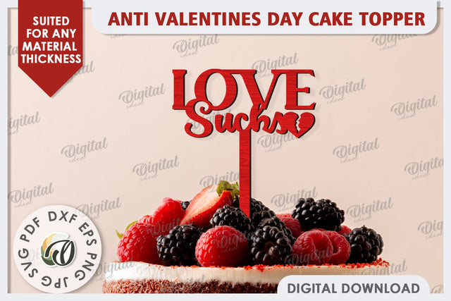Anti Valentines Day Cake Topper Laser Cut. Party Decorations SVG Evgenyia Guschina 