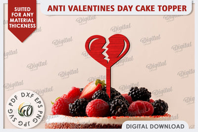 Anti Valentines Day Cake Topper Laser Cut. Party Decorations SVG Evgenyia Guschina 