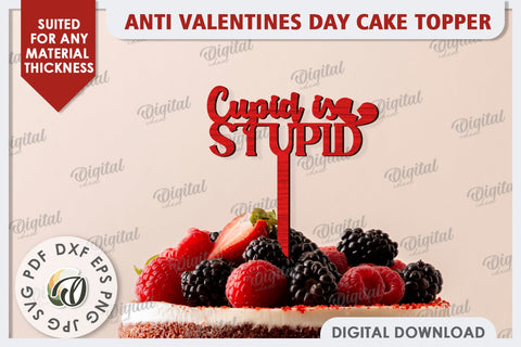 Anti Valentines Day Cake Topper Laser Cut. Party Decorations SVG Evgenyia Guschina 