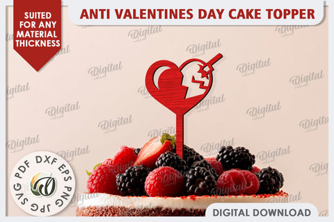 Anti Valentines Day Cake Topper Laser Cut. Party Decorations SVG Evgenyia Guschina 