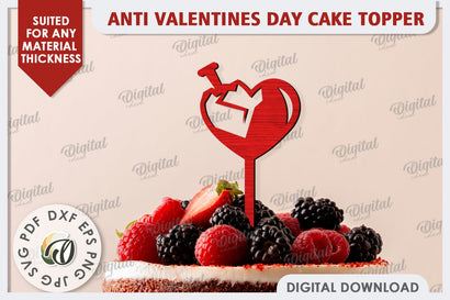 Anti Valentines Day Cake Topper Laser Cut. Party Decorations SVG Evgenyia Guschina 