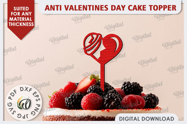 Anti Valentines Day Cake Topper Laser Cut. Party Decorations SVG Evgenyia Guschina 