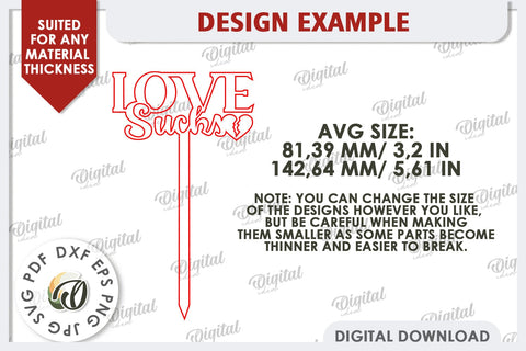 Anti Valentines Day Cake Toppers Laser Cut Bundle. Love SVG SVG Evgenyia Guschina 