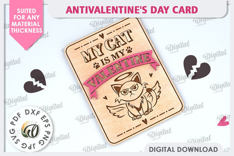 Anti Valentine's Day Card Laser Cut. Greeting Card SVG SVG Evgenyia Guschina 