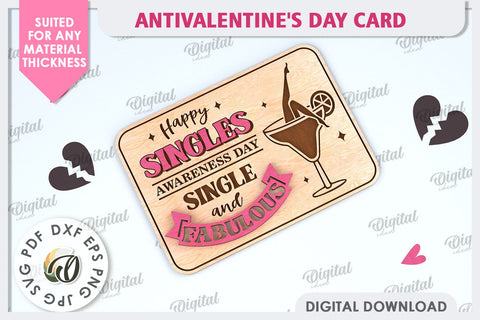 Anti Valentine's Day Cards Laser Cut Bundle. Greeting Cards SVG Evgenyia Guschina 