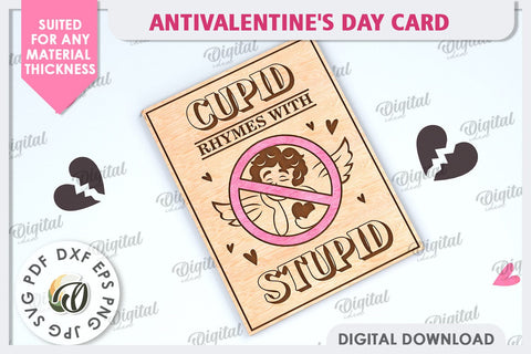 Anti Valentine's Day Cards Laser Cut Bundle. Greeting Cards SVG Evgenyia Guschina 