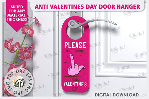 Anti Valentines Day Door Hanger Laser Cut. Love Sign SVG SVG Evgenyia Guschina 