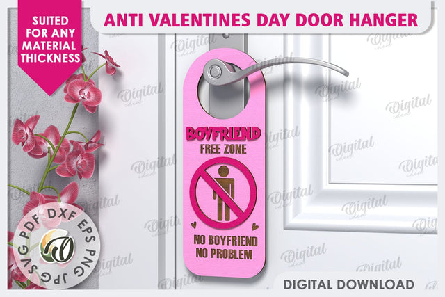 Anti Valentines Day Door Hanger Laser Cut. Love Sign SVG SVG Evgenyia Guschina 