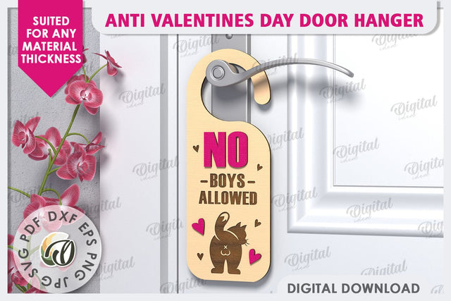 Anti Valentines Day Door Hanger Laser Cut. Love Sign SVG SVG Evgenyia Guschina 