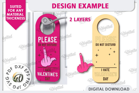Anti Valentines Day Door Hanger Laser Cut. Love Sign SVG SVG Evgenyia Guschina 