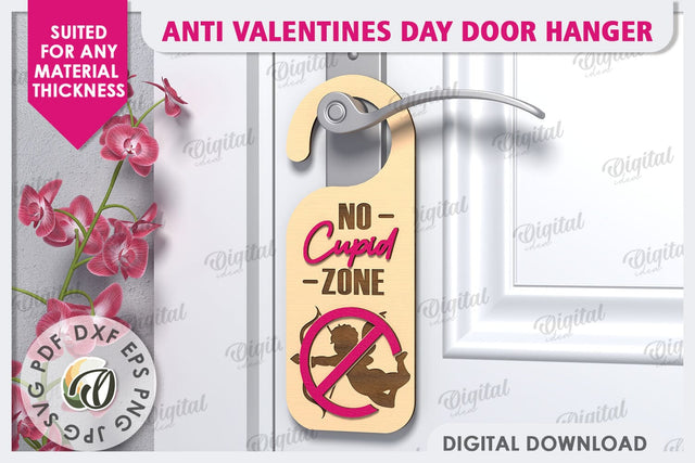 Anti Valentines Day Door Hanger Laser Cut. Love Sign SVG SVG Evgenyia Guschina 
