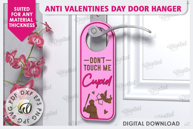 Anti Valentines Day Door Hanger Laser Cut. Love Sign SVG SVG Evgenyia Guschina 