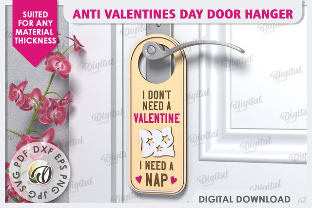 Anti Valentines Day Door Hanger Laser Cut. Love Sign SVG SVG Evgenyia Guschina 