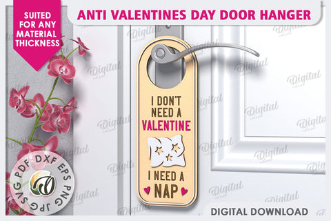 Anti Valentines Day Door Hanger Laser Cut. Love Sign SVG SVG Evgenyia Guschina 